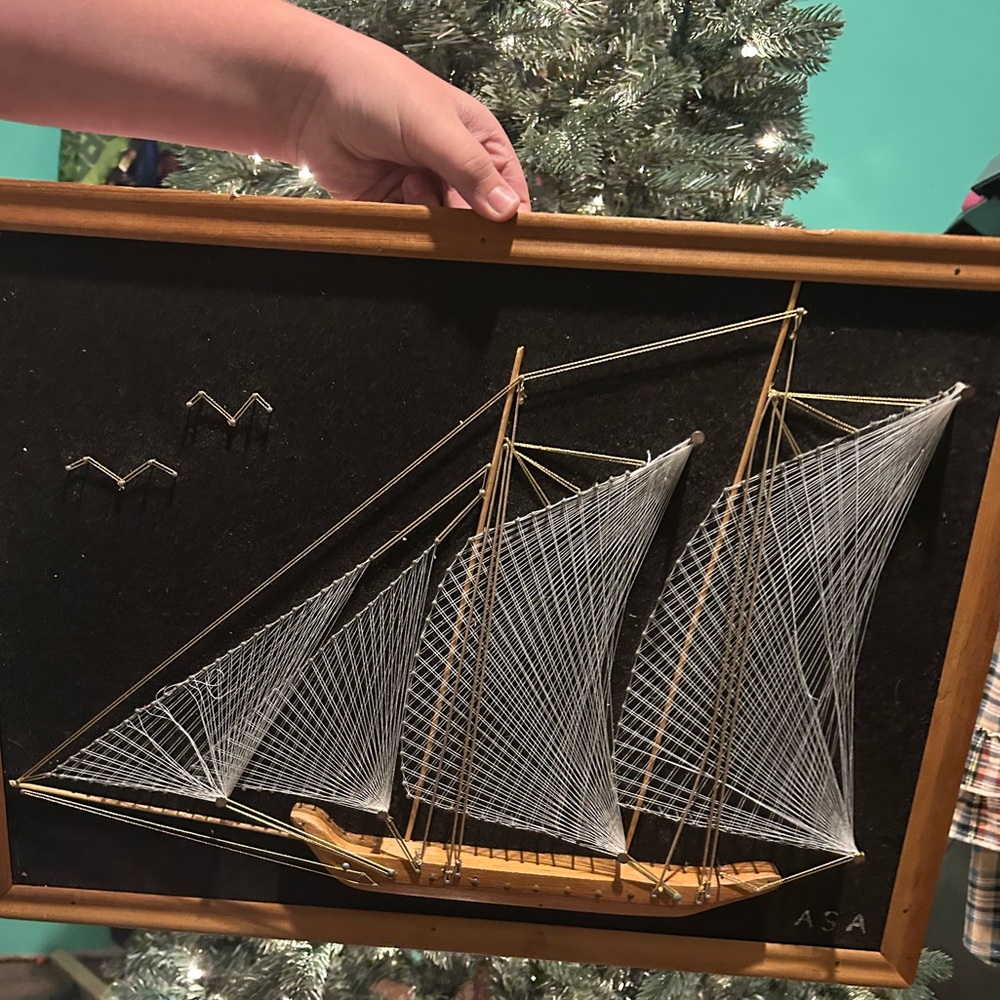 Vintage Sailboat String Art Picture